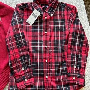 NWT Chaps Red and Black Plaid Button Down